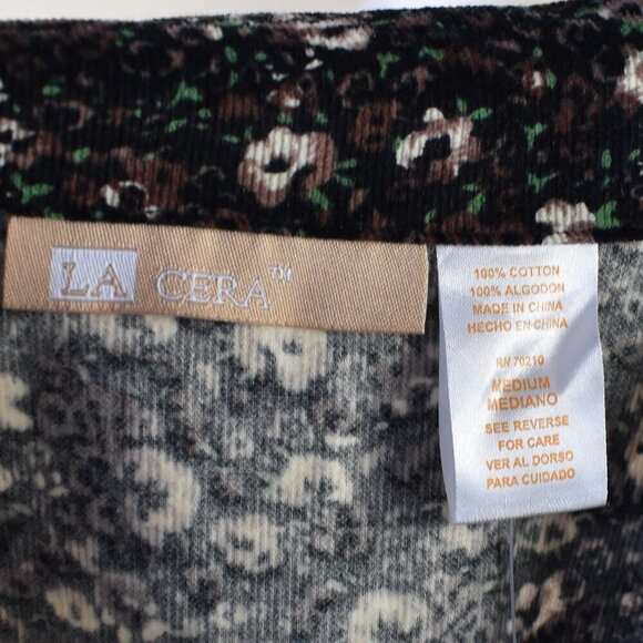 Vintage La Cera Corduroy Floral Dress NEW - M - Picture 12 of 12